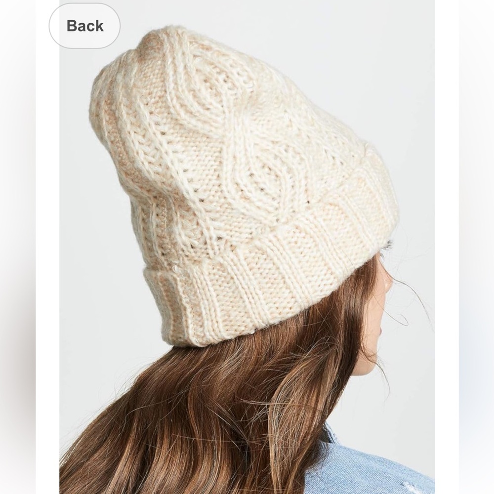 FREE People Harlow Cable-knit Cream Beanie Hat Retail $35 - Picture 3 of 6